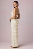 Ruffled Backless Halterneck Maxi Dress in Ivory