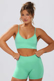 Define Luxe V-Neck Sports Bra in Mint