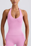 Define Luxe Halterneck Tank Top in Rose