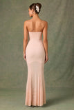 Embellished Sweetheart-Neck Fishtail Gown in Dusty Rose