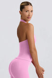 Define Luxe Halterneck Tank Top in Rose