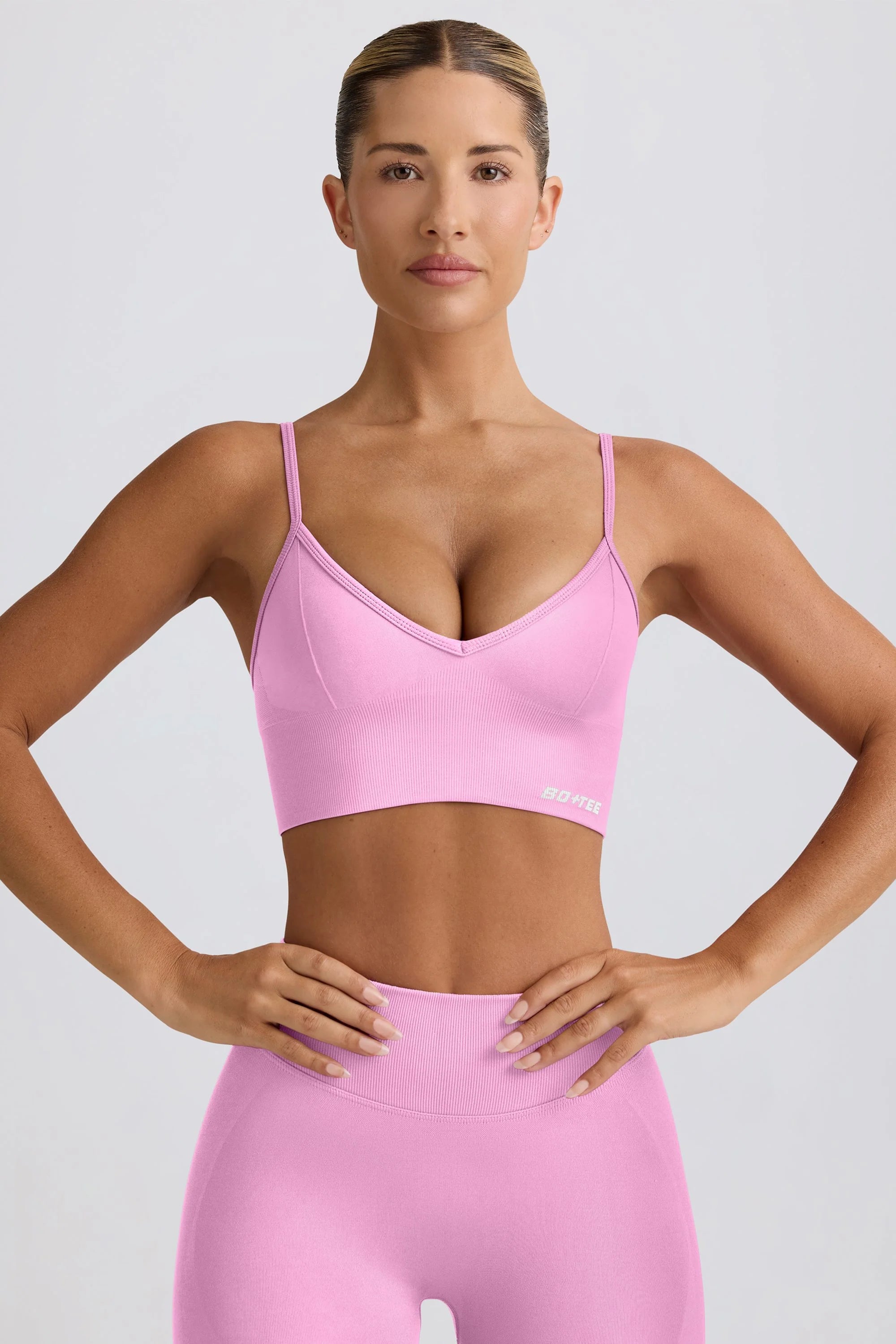 Define Luxe V-Neck Sports Bra in Rose