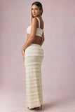 Ruffled Mid-Rise Maxi Skirt in Ivory